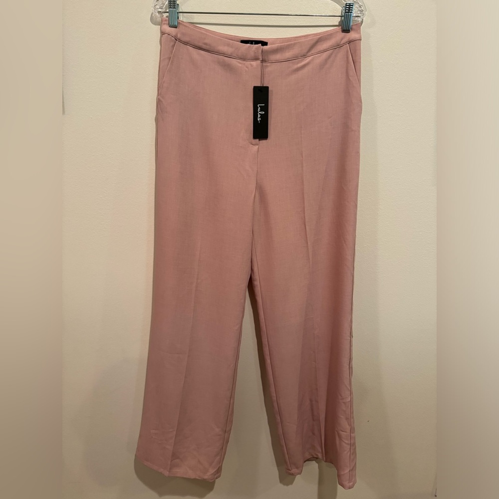 Boss Behavior High-Waisted Wide-Leg Pants Lulus in Blush Pink size large